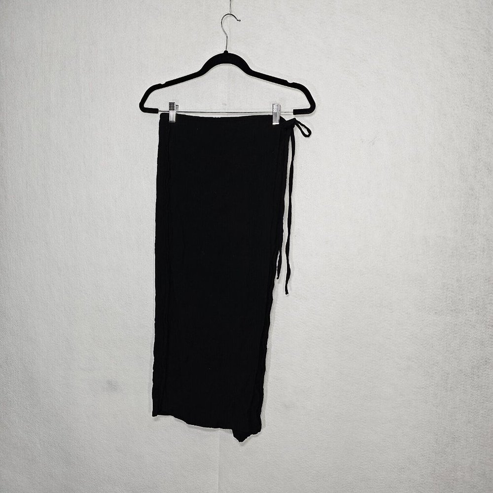 Zara Black Crepe Wrap Midi Skirt Small